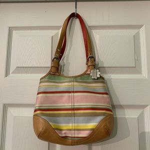 Multicolor Stripe Coach Purse w/ dust cover Daisy